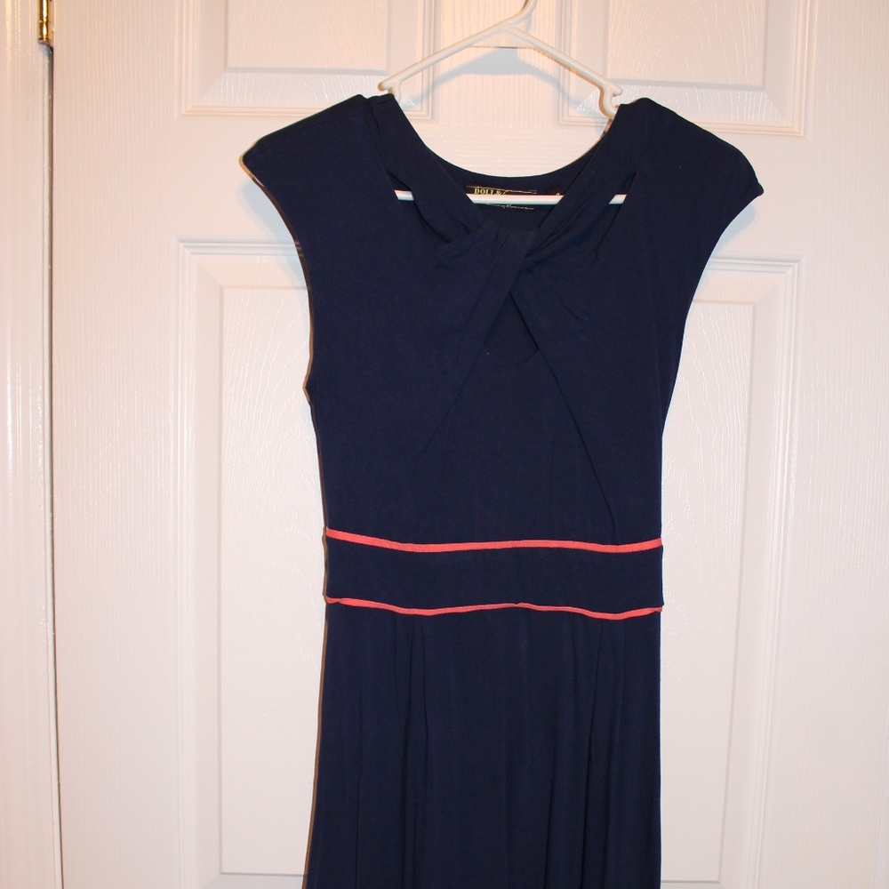 Navy dress with knot neck